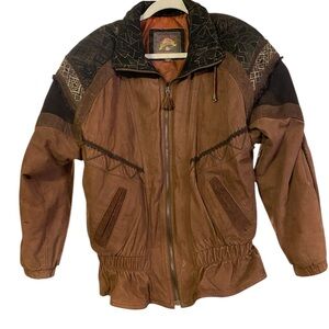 Wilsons Leather Brown Jacket with Elaborate Details